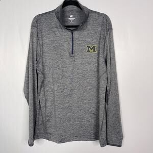 Colosseum Mens Medium Heather Gray Michigan Wolverines 1/4 Zip Pullover UofM